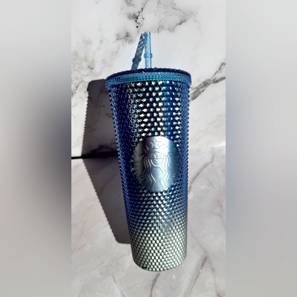 Starbucks Ombré Blue and White Holiday 2023 Studded Cup